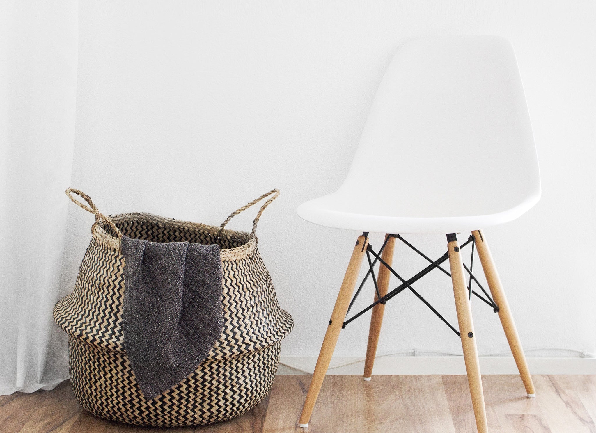 bag and white chair